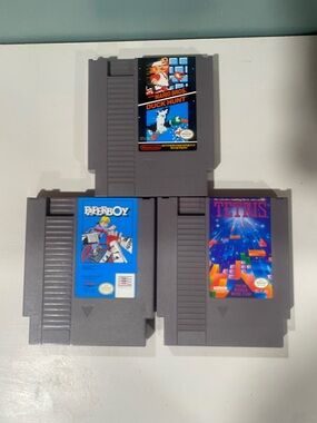 Nintendo Gray NES Cartridge Trio - Mario Bros/Duck Hunt, Paperboy, Tetris